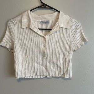 UO white button down crop top